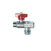 Кран шаровой полнопроходной FAR 3043 - М24x19 x 1/2" (НР/ВР, ручка-бабочка красная, с фильтром)