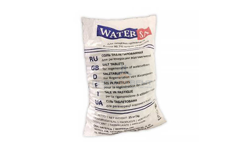 Соль таблетированная для систем водоподготовки WaterSa - 25 кг