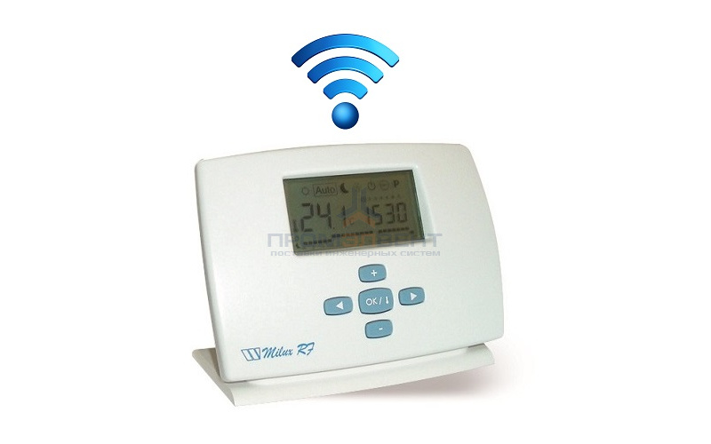 Радиотермостат комнатный программируемый WATTS MILUX-RF (LCD дисплей, работа на частоте 433,92 МГц)