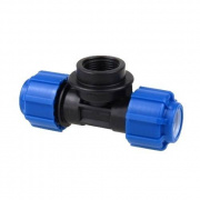 Тройник с переходом на внутреннюю резьбу Политэк - 40 x 1" (винтовой, для труб ПНД)