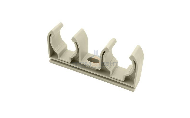 Клипса для труб двойная FV-Plast - 16 (для полипропиленовых труб, цвет серый)