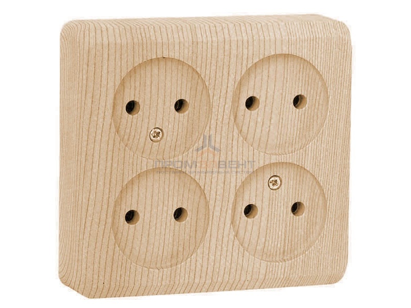 Розетка четверная б/з Этюд сосна [уп 7 шт]