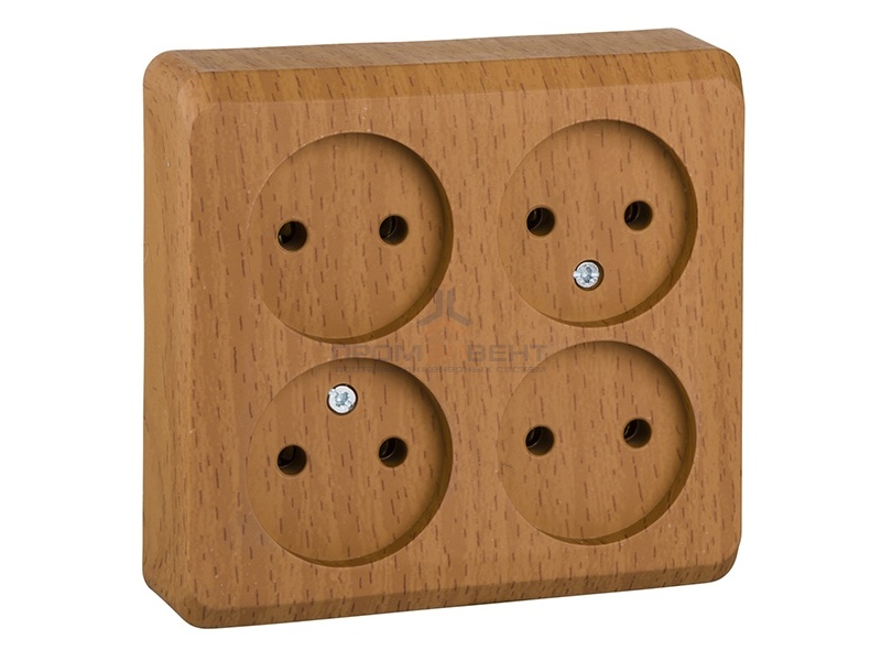 Розетка четверная б/з Этюд темный бук [уп 7шт]