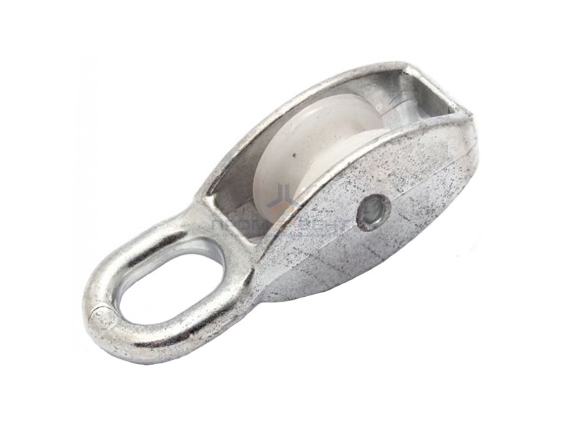 Блок для троса одинарный 50мм нейлоновый шкив (трос 12мм) оцинкованный