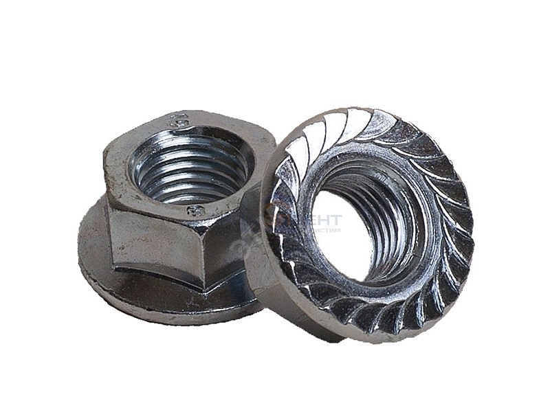 Гайка с фланцем М6 шестигранная оцинкованная DIN6923