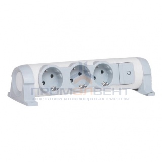 Колодка Legrand "Комфорт" белая 16А 3 розетки с выключателем