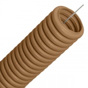 Труба гофрированная ПВХ д16 под дерево (бук) с протяжкой (бухта 25м)