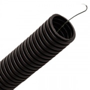 Труба гофрированная ПНД HF d16мм с протяжкой безгалогенная стойкая к ультрафиолету черная [100м]