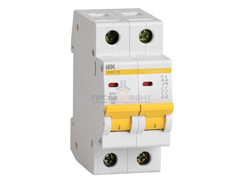 Автоматический выключатель ВА47-29 2Р 4А 4,5кА характеристика D ИЭК (автомат)
