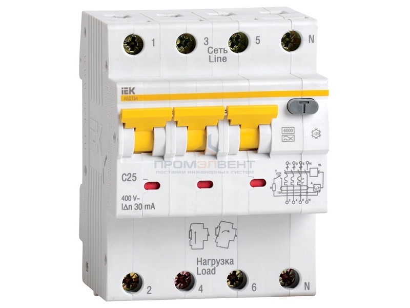 Дифференциальный автомат АВДТ 34 C25 30мА ИЭК