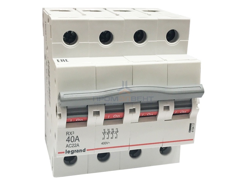 Рубильник модульный Legrand RX3 4П 40А выключатель-разъединитель
