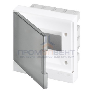 ABB Basic E Бокс в нишу 6М серая прозрачная дверь (c клеммами)